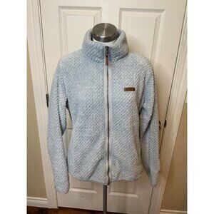 Columbia Light Blue Quilted Fuzzy Full Zip-Up Jacket, Size XL